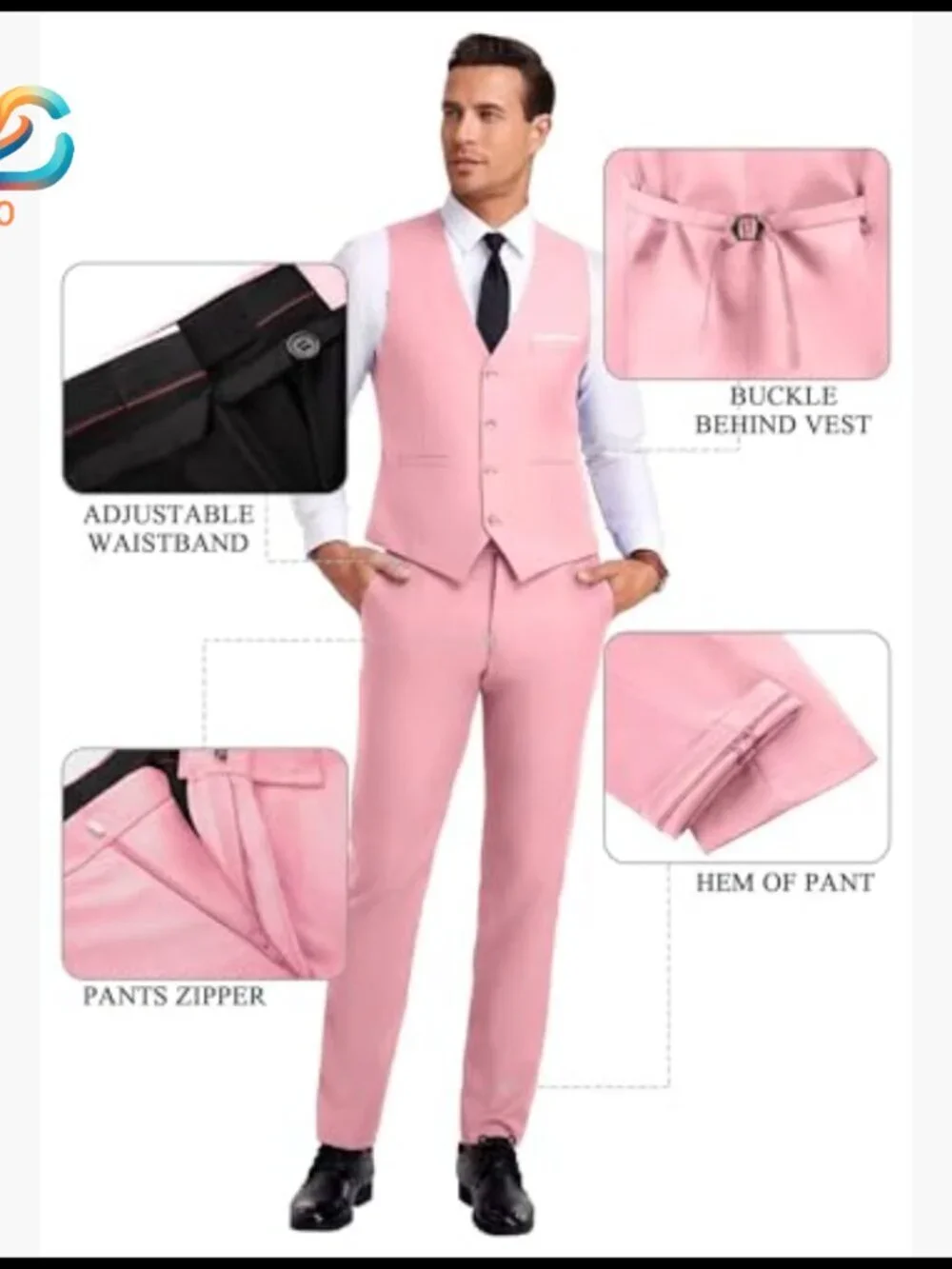 Slim Fit 3-Piece Suit with Vest and Tie for Formal Occasions